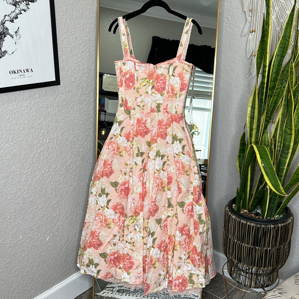 House of CB 'Rosalee' Pink Peony Print Cotton Bustier Sundress NWOT - Picture 7 of 8